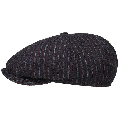 Stetson 8 Panel Woolen Stripe Flatcap - Herren - Schirmmütze - Schiebermütze im gestreiften Design - Elegantes Winteraccessoire - Made in Germany - Herbst/Winter dunkelblau 60 cm von Stetson