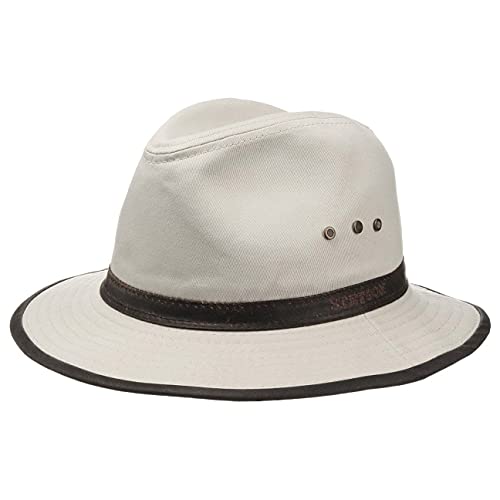 Stetson AVA Cotton Outdoorhut - Traveller-Hut Herren - Australienhut mit UV-Schutz (40+) - Baumwollhut Frühjahr/Sommer - Herrenhut Hellbeige XXL (62-63 cm) von Stetson