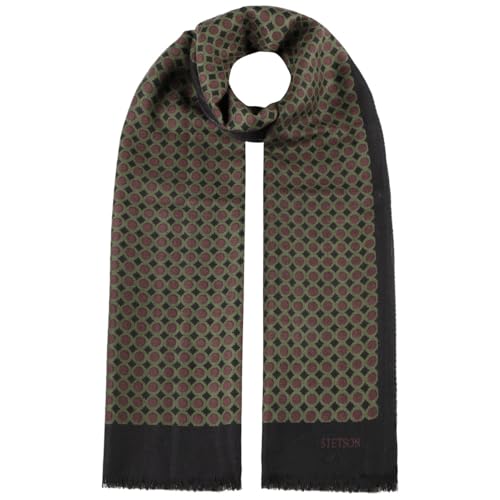 Stetson Allover Dots Schal gepunktet - Wollschal - Wärmender Herrenschal mit Fransen - Herbst/Winter schwarz One Size von Stetson