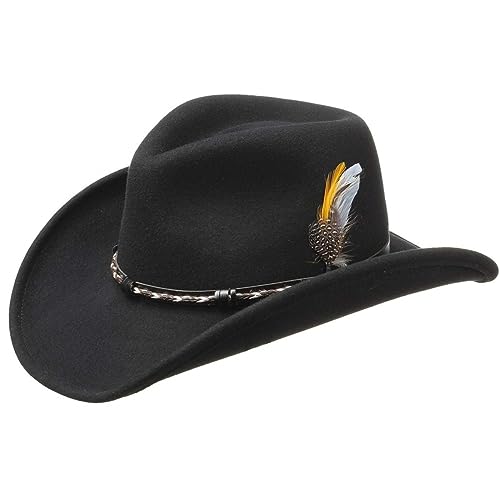 Stetson Amasa Westernhut Wollfilz Damen/Herren - Filzhut wasserabweisend - Cowboyhut Made in USA - Rodeohut Packable - Wollfilzhut Sommer/Winter - Hut schwarz XL (60-61 cm) von Stetson