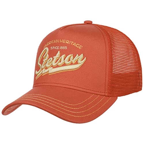 Stetson American Heritage Kids Cap Basecap Baseballcap Kindercap Trucker Truckercap Meshcap Kinder/Damen/Herren - Snapback, mit Schirm, Schirm Frühling-Sommer - One Size koralle von Stetson