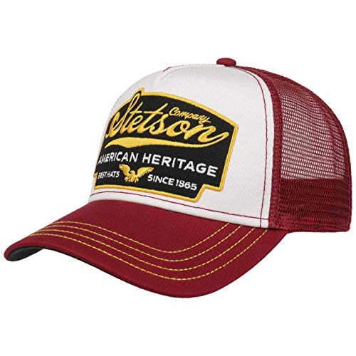 Stetson American Heritage Trucker Cap Herren - Basecap im amerikanischen Stil - Snapback Cap mit luftigem Netzeinsatz - Meshcap Sommer/Winter - Baseballcap Bordeaux von Stetson