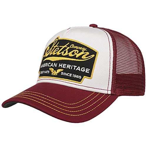 Stetson American Heritage Trucker Cap klein One Size 52-55 cm - Basecap im amerikanischen Stil - Snapback Cap mit luftigem Netzeinsatz - Meshcap Sommer/Winter - Baseballcap Bordeaux One Size von Stetson