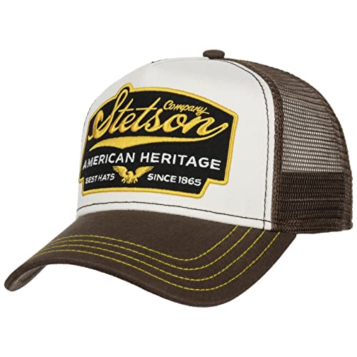 Stetson American Heritage Trucker Cap Herren - Basecap im amerikanischen Stil - One Size - Snapback Cap mit luftigem Netzeinsatz - Meshcap Sommer/Winter - Baseballcap Dunkelbraun One Size von Stetson