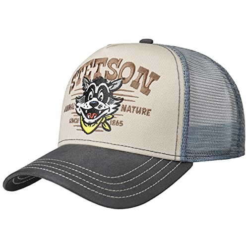 Stetson Animal Nature Trucker Cap Basecap Baseballcap Meshcap Snapback Herren - Snapback, mit Schirm, Schirm Frühling-Sommer Herbst-Winter - One Size grau-beige von Stetson