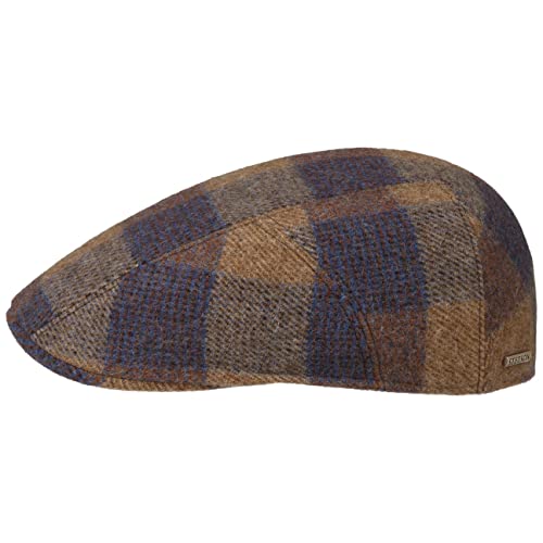 Stetson Ankeny Ivy Wool Check Flatcap - Mütze mit Baumwollfutter - Elegante Schirmmütze - Mehrfarbig Karierte Wollcap - Made in The EU - Herren - Herbst/Winter braun-blau XL (60-61 cm) von Stetson