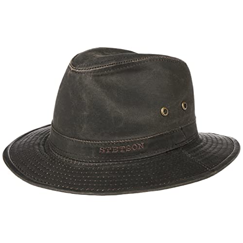 Stetson Vagabunden Traveller Hut Herren - Abenteuerhut aus Baumwolle mit UV-Schutz 40+ - Outdoorhut im Vintage-Stil - Baumwollhut Sommer/Winter - Sonnenhut - M (56-57 cm) braun von Stetson