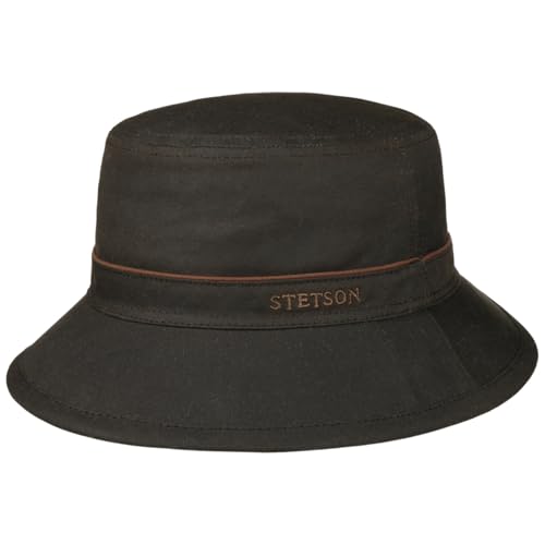 Stetson Avasun Waxed Cotton Bucket Stoffhut Fischerhut Baumwollhut Sonnenhut Sommerhut Anglerhut Herren - Herbst-Winter Winter - L (58-59 cm) Dunkelbraun von Stetson