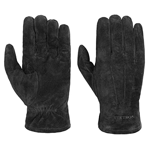 Stetson Basic Pigskin Lederhandschuhe Handschuhe Herrenhandschuhe Fingerhandschuhe Herren - mit Futter Herbst-Winter - 8 HS schwarz von Stetson