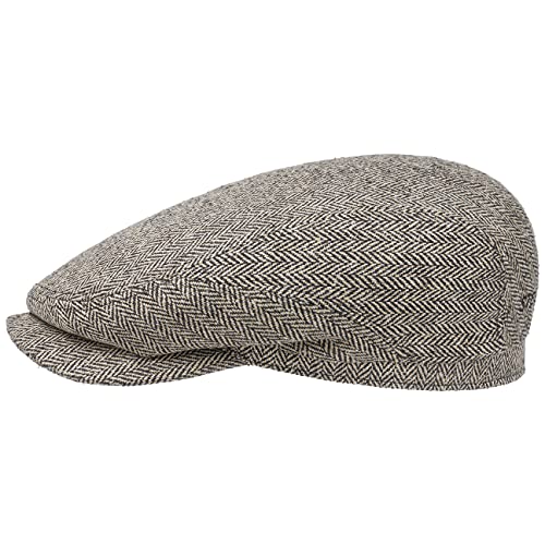 Stetson Belfast Silk Schiebermütze Herren Made in EU Frühjahr Sommer Flat Cap beige-schwarz 63 cm von Stetson