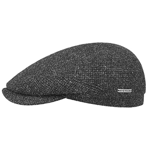 Stetson Belfast Tweed Flatcap Schirmmütze Schiebermütze Wollcap Mütze für Herren - Made in The EU Wintercap mit Schirm, Futter Herbst-Winter - 61 cm anthrazit von Stetson