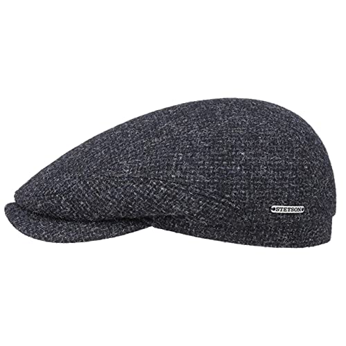 Stetson Belfast Tweed Flatcap Schirmmütze Schiebermütze Wollcap Mütze für Herren - Made in The EU Wintercap mit Schirm, Futter Herbst-Winter - 61 cm blau von Stetson