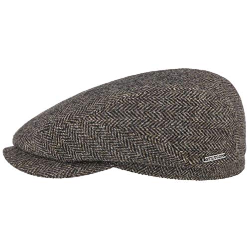 Stetson Belfast Flatcap Schiebermütze Herrenkappe Herringbone mit Innenfutter Baumwolle Herbst Winter Dunkelbraun 57 cm von Stetson