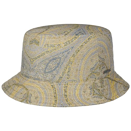 Stetson Belleview Bucket Stoffhut - Mehrfarbiger Hut - Klassischer Fischerhut - Baumwoll-Sommerhut mit UV-Schutz 40 - Damen/Herren - Frühjahr/Sommer blau-gelb XL (60-61 cm) von Stetson