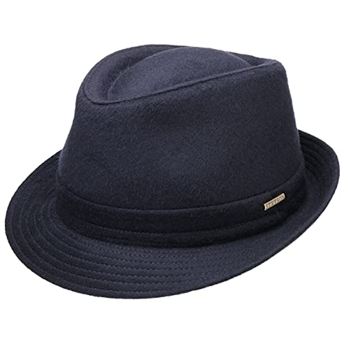 Stetson Benavides Trilby Wollhut Damen/Herren - Hut aus Wollfilz - Made in Italy - Winterhut mit Teflon-Beschichtung (wasserabweisend) - Trilbyhut Herbst/Winter - Herrenhut blau 62 cm von Stetson