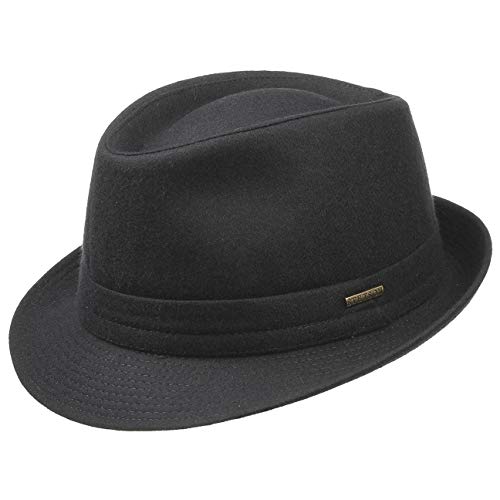 Stetson Benavides Trilby Wollhut Damen/Herren - Hut aus Wollfilz - Made in Italy - Winterhut mit Teflon-Beschichtung (wasserabweisend) - Trilbyhut Herbst/Winter - Herrenhut schwarz 61 cm von Stetson