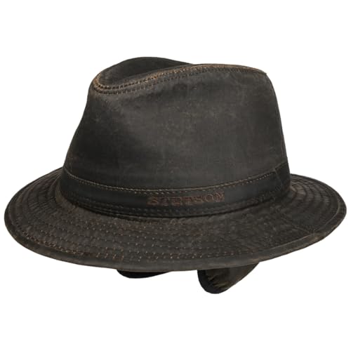 Stetson Berico Traveller Hut Herren Männerhut Baumwollfutter Einfarbiger Stoffhut Used-Look Integrierte Ohrenklappen Herbst Winter braun S (54-55 cm) von Stetson