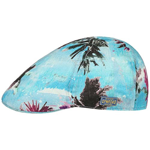 Stetson Bluemont Flatcap - Klassische Form - Mütze mit Palmenmotiv - Leinencap für Frühjahr/Sommer - Made in The EU - Unisex hellblau S (54-55 cm) von Stetson