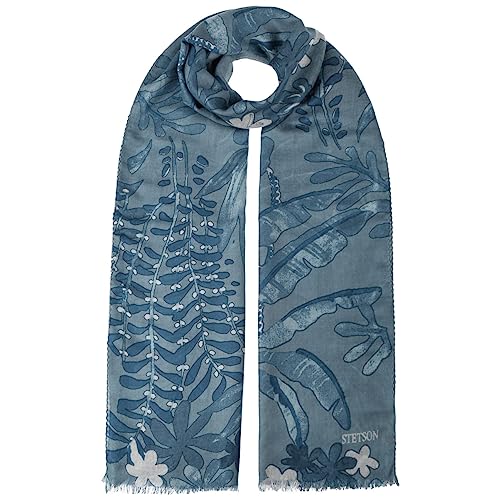 Stetson Botanicals Sommerschal - Damenschal aus 100% Wolle - Leichtes Sommeraccessoire - Blumenmuster - Damen - Frühjahr/Sommer blau One Size von Stetson