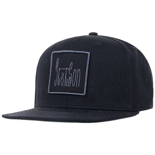 Stetson Brand Patch Snapback Cap - Unifarbene Kappe - Flat Brim Style - Logo Basecap - Verstellbar - Unisex - Ganzjährig tragbar blau One Size von Stetson