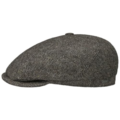 Stetson Brooklin Classic Herringbone Flatcap - Schirmmütze aus 100% Wolle - Eleganter Look - Mehrfarbiges Fischgratmuster - Herren - Herbst/Winter Dunkelbraun 59 cm von Stetson