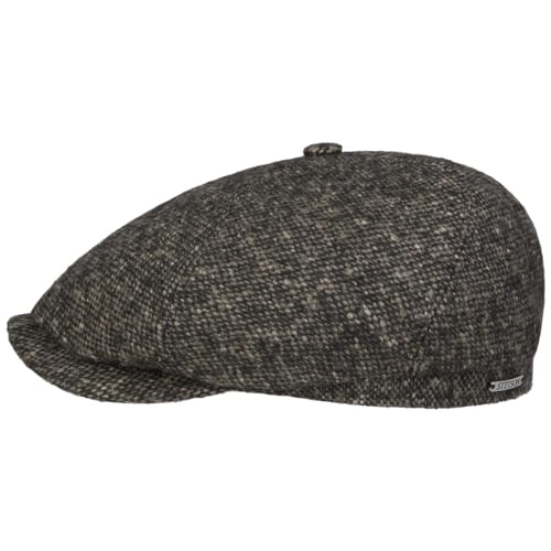Stetson Brooklin Donegal Flatcap Herren - Schirmmütze aus Schurwolle - Schiebermütze mit Futter aus Baumwolle - Sechsteilige Herrencap - Herbst/Winter anthrazit-grau 57 cm von Stetson