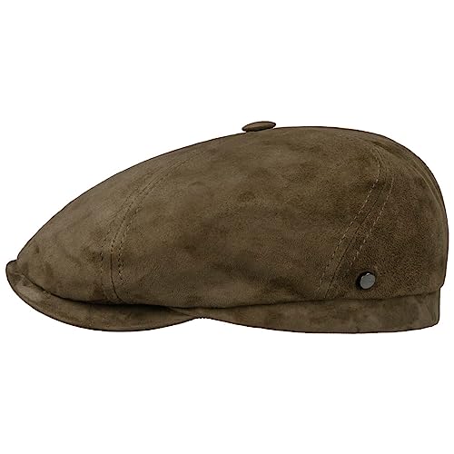 Stetson Brooklin Goat Flatcap - Unifarbene Mütze aus Ziegenleder - Ballonmütze mit Baumwollfutter - Made in Germany - Herren - Ganzjährig tragbar Taupe 58 cm von Stetson