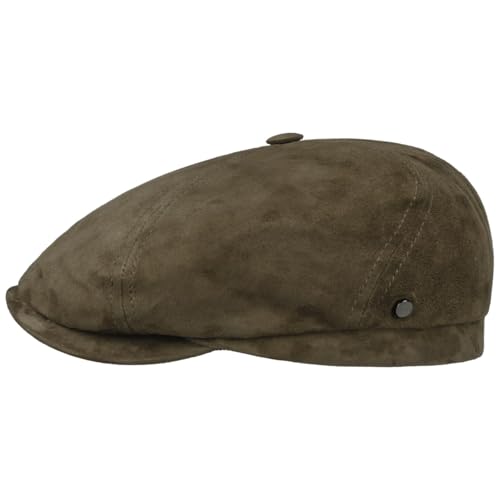 Stetson Brooklin Goat Flatcap - Unifarbene Mütze aus Ziegenleder - Ballonmütze mit Baumwollfutter - Made in Germany - Herren - Ganzjährig tragbar Taupe 59 cm von Stetson