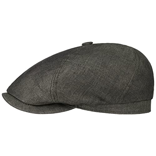 Stetson Brooklin Leinen Schirmmütze Damen/Herren - Sommercap mit Fischgratmuster - Leinenmütze Herringbone - Ballonmütze Frühjahr/Sommer anthrazit M (56-57 cm) von Stetson