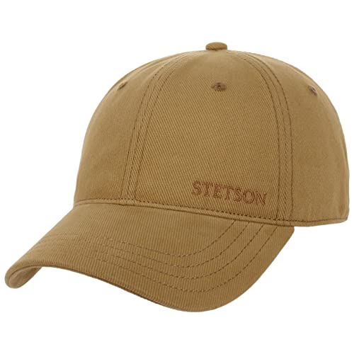 Stetson Brushed Twill Cap Basecap Baseballcap Baumwollcap Damen/Herren - Metallschnalle, mit Schirm Frühling-Sommer Herbst-Winter - One Size Hellbraun von Stetson