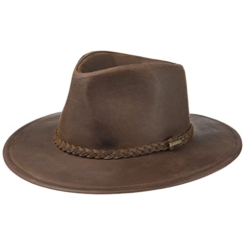 Stetson Buffalo Leather Westernhut - Lederhut Damen/Herren - Cowboyhut Sommer/Winter - Rodeohut aus Leder (Büffel) - Hut wasserabweisend - Regenhut Dunkelbraun S (54-55 cm) von Stetson