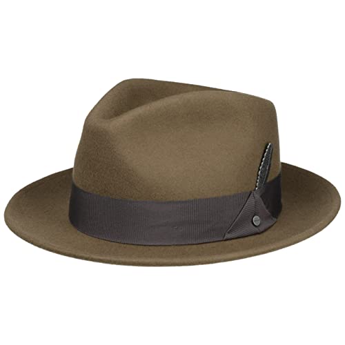 Stetson Burdock Fedora Wollhut - Schwarzer Hut - Klassischer Bogart-Stil - Wasserabweisend mit Asahi Guard - Herbst/Winter - Unisex braun M (56-57 cm) von Stetson