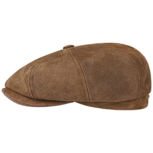 Stetson Ledermütze Hatteras Burney Herren - Schiebermütze Schirmmütze Flatcap mit Schirm, Futter Frühling-Sommer Herbst-Winter - S (54-55 cm) braun von Stetson