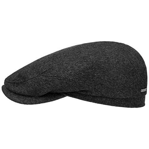 Stetson Cashmere Driver Flatcap Einfarbige Schiebermütze Made in Germany Unisex Herbst Winter anthrazit 61 cm von Stetson