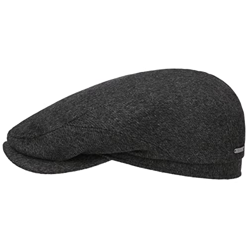 Stetson Cashmere Driver Flatcap - Einfarbige Mütze aus Kaschmirwolle - Elegante Schiebermütze - Luxuriös & handgefertigt - Made in Germany - Unisex - Herbst/Winter anthrazit 57 cm von Stetson