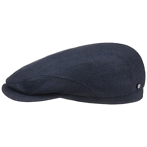 Stetson Chester Wool Silk Cashmere Flatcap - Mütze Herren - Schirmmütze mit Hahnentritt-Muster - Herbst/Winter - Made in Germany dunkelblau 56 cm von Stetson