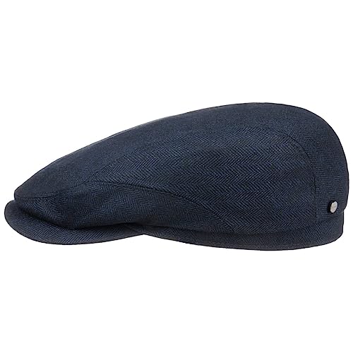 Stetson Chester Wool Silk Cashmere Flatcap - Mütze Herren - Schirmmütze mit Hahnentritt-Muster - Herbst/Winter - Made in Germany dunkelblau 57 cm von Stetson