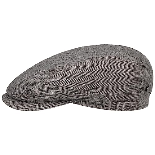 Stetson Chester Wool Silk Cashmere Flatcap - Mütze Herren - Schirmmütze mit Hahnentritt-Muster - Herbst/Winter - Made in Germany grau 60 cm von Stetson