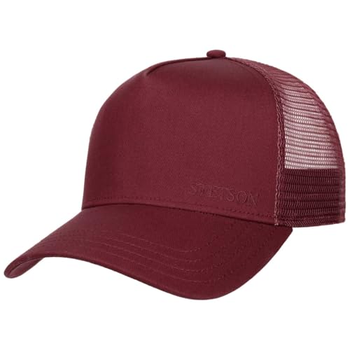 Stetson Classic Cotton Trucker Cap Small - Einfarbige Kappe - Größenverstellbar - Herren - Baseballcap mit Netz-Einsatz Bordeaux One Size von Stetson