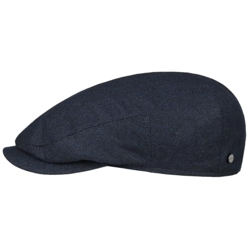Stetson Classic Herringbone Flatcap Made in Germany Herren Herbst Winter blau XL (60-61 cm) von Stetson