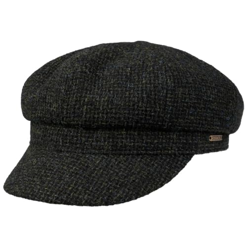 Stetson Classic Tweed Ballonmütze - Schirmmütze - Newsboy Cap - Gefütterte Wollcap für Damen und Herren - Herbst/Winter Oliv L (58-59 cm) von Stetson