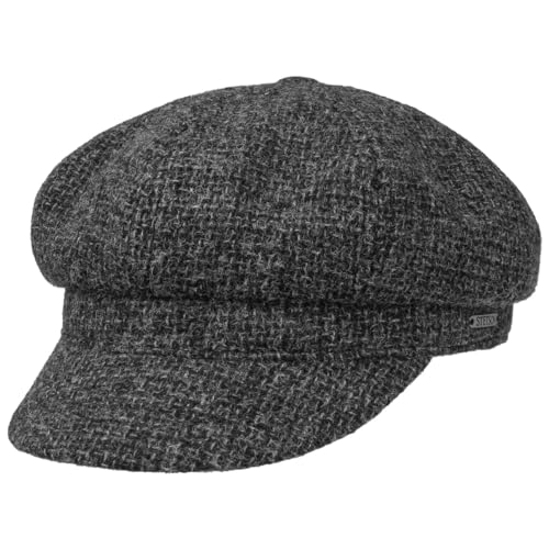 Stetson Classic Tweed Ballonmütze - Schirmmütze - Newsboy Cap - Gefütterte Wollcap für Damen und Herren - Herbst/Winter anthrazit L (58-59 cm) von Stetson