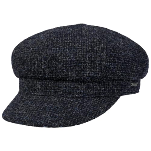 Stetson Classic Tweed Ballonmütze - Schirmmütze - Newsboy Cap - Gefütterte Wollcap für Damen und Herren - Herbst/Winter blau L (58-59 cm) von Stetson