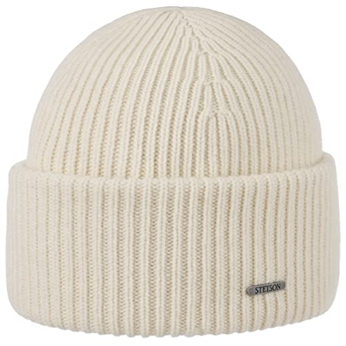 Stetson Classic Uni Wollmütze Damen Herren Made in Italy 100% Wolle Gestrickt Beanie Herbst Winter cremeweiß One Size von Stetson