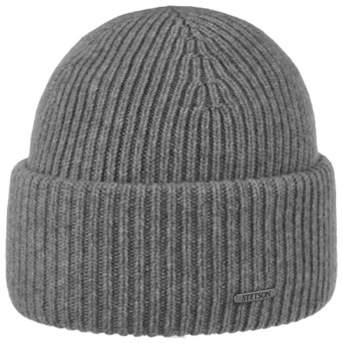 Stetson Classic Uni Wollmütze Damen Herren Made in Italy 100% Wolle Gestrickt Beanie Herbst Winter grau-meliert One Size von Stetson