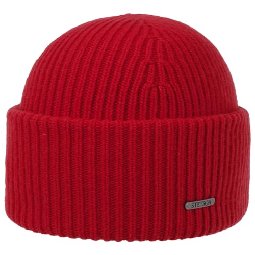 Stetson Classic Uni Wollmütze Damen Herren Made in Italy 100% Wolle Gestrickt Beanie Herbst Winter rot One Size von Stetson