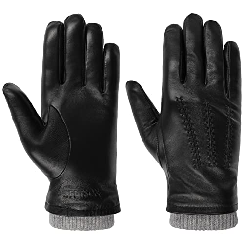 Stetson Conductive Sheepskin Lederhandschuhe Handschuhe Fingerhandschuhe Herren - mit Futter Herbst-Winter - 8 1/2 HS schwarz von Stetson