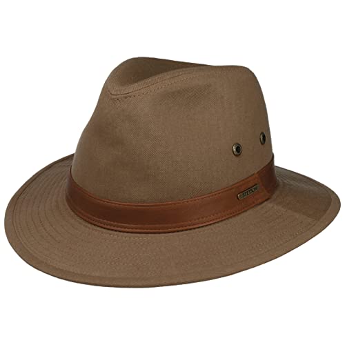 Stetson Cotton Traveller Outdoorhut - Zeitloser Hut aus Baumwolle - Lässiger Stil - Unifarben mit Metallösen - Komfortabel für Herren - Ganzjährig braun S (54-55 cm) von Stetson