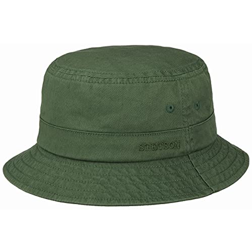 Stetson Cotton Twill Bucket Hut mit UV-Schutz Stoffhut Baumwollhut Fischerhut Anglerhut Damen/Herren - Frühling-Sommer - L (58-59 cm) grün von Stetson