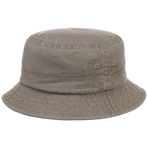 Stetson Cotton Twill Bucket Hut mit UV-Schutz Stoffhut Baumwollhut Fischerhut Anglerhut Damen/Herren - Frühling-Sommer - XL (60-61 cm) grau von Stetson